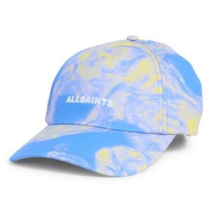 AllSaints Purple Green Yellow Tie Dye Inspiral Cotton Baseball Cap Hat